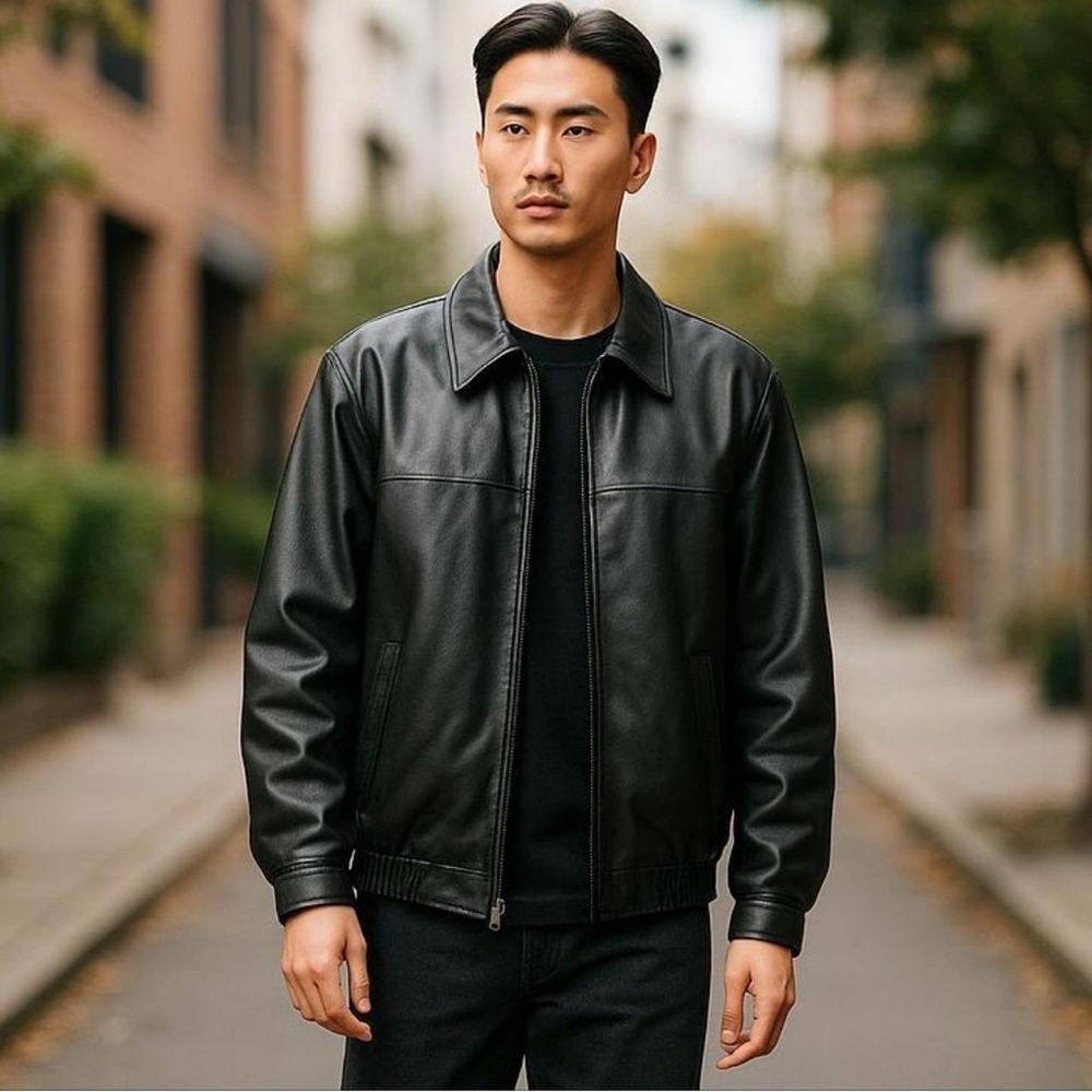 Boston Harbour Men's Vintage Genuine Leather Black Jacket‎ Size XXL